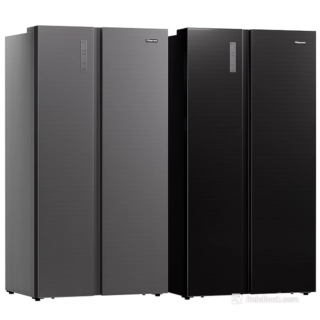 Modern Black Stainless Steel Refrigerator Freezer With Double Door Sleek Surface Design For Kitchen 3d model 