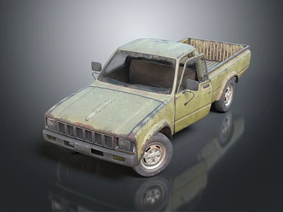 Light Green Vintage Pickup Truck Featuring Open Bed And Classic Exterior Design 3d model