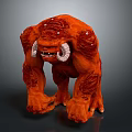 Horned Orange Skin Game and Movie Character With Muscular Build And Detailed Texture