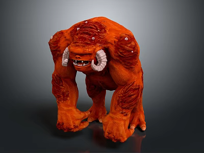 Horned Orange Skin Game and Movie Character With Muscular Build And Detailed Texture 3d model