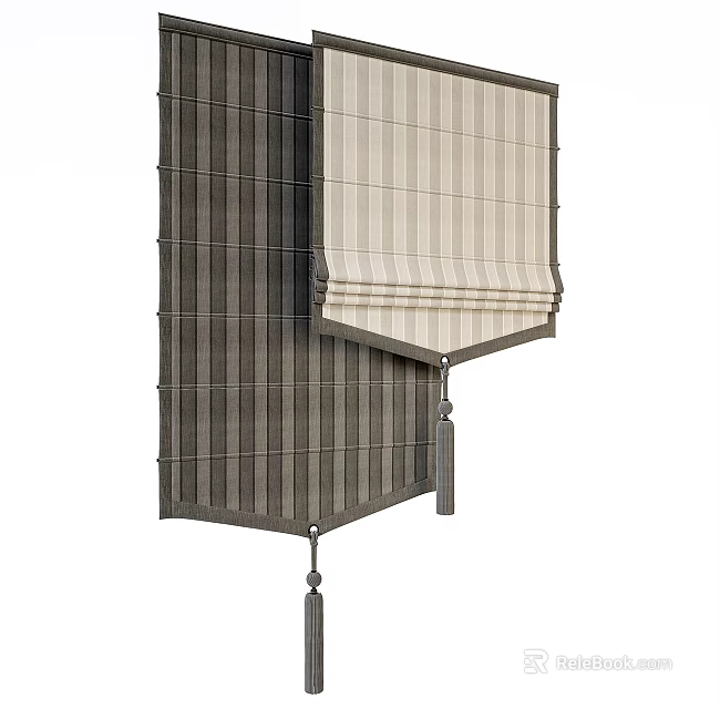 Stylish Venetian Blinds With Beige And Gray Striped Design For Window Decoration 3d model 