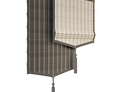 Stylish Venetian Blinds With Beige And Gray Striped Design For Window Decoration 3d model