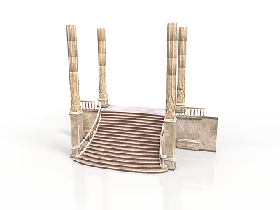 Classical Architectural Design With Grand Staircase Tall Columns And Ornate Balustrade 3d model