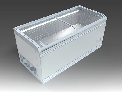 Horizontal Stainless Steel Commercial Freezer With Transparent Lid For Food Storage 3d model