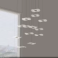 Minimalist Modern Cloud Shaped Pendant Lights Hanging In Bright Room With Window Blinds