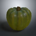 Green Striped Pumpkin With Brown Stem On Gray Background As Fresh Vegetable 3d model