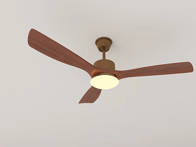 Modern Ceiling Fan Light Fixture With Wooden Blades And Warm Illumination Design 3d model