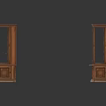 Four Antique Display Cabinets With Glass Doors And Wooden Carved Bases