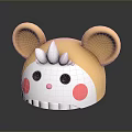 Cute Cartoon Hamster Character Design With Yellow Ears Pink Cheeks And White Horns