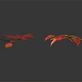 Plant with Vibrant Red and Green Leaves on Two Branches Dark Background