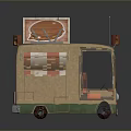 Mobile Hamburger Food Truck With Beige Exterior Green Accents And Window
