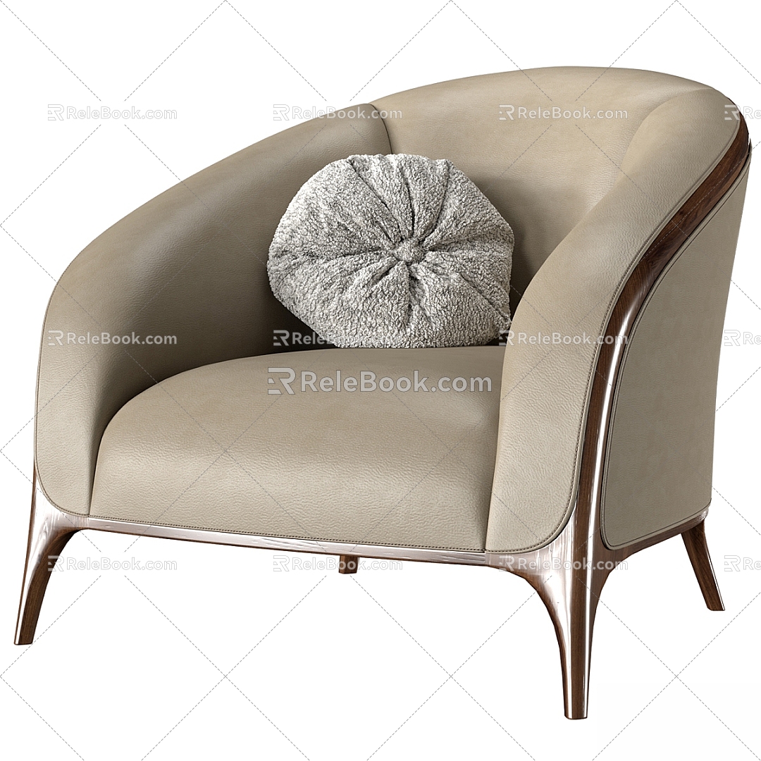 Light Luxury Leather Single Sofa 3d model