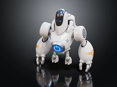 Smart Modern Robot With White Body Blue Eyes Orange Accents And Four Legs Design 3d model Smart Modern Robot With White Body Blue Eyes Orange Accents And Four Legs Design 3d model