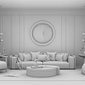 Light Luxury Sofa Coffee Table Combination 3d model