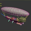 Vintage Airship With White Envelope Wooden Cabin And Orange Decorative Elements