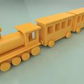 Yellow Electric Toy Train With Multiple Carriages Wheels And Chimney Locomotive