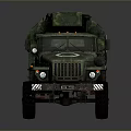Green Camouflage Military Tank With Six Wheels And White Circle Marks Design