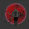 Rusty Red Canister Weapon With MAGE Text And Metallic Handle