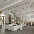 Modern Milk Tea Store Interior With Seating Area And Green Plants
