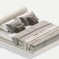 Modern Double Bed with Upholstered Headboard and Cozy Pillows in Neutral Tones