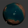 Realistic Mars Like Sphere Model With Red Surface Blue Regions And Craters 3d model
