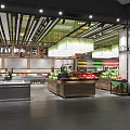 Supermarket Grocery Interior With Fresh Produce Display Shelves And Bright Lighting