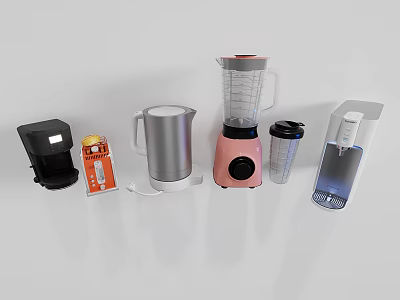 Daily Electrical Appliances Collection Including Coffee Maker Blender Electric Kettle and Dispenser 3d model