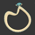 Elegant Gold Ring with Inlaid Green Square Stones and Shell Shaped Top Gem Design