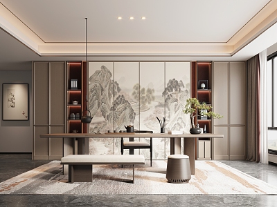 New Chinese Style Tea Room Tea Room Study 3d model