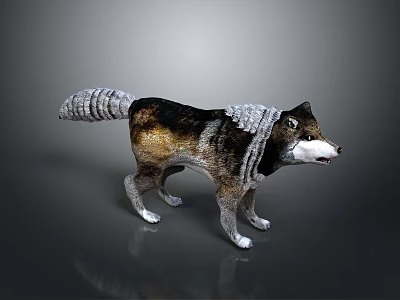 Realistic Standing 3D Animal Model With Fluffy Tail And Textured Fur Design 3d model