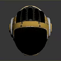 Tactical Weapon Helmet Featuring Golden Black Metallic Surface And Clear Reflection Design