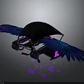 Space Exploration Craft With Blue Wings Black Canopy And Purple Lights