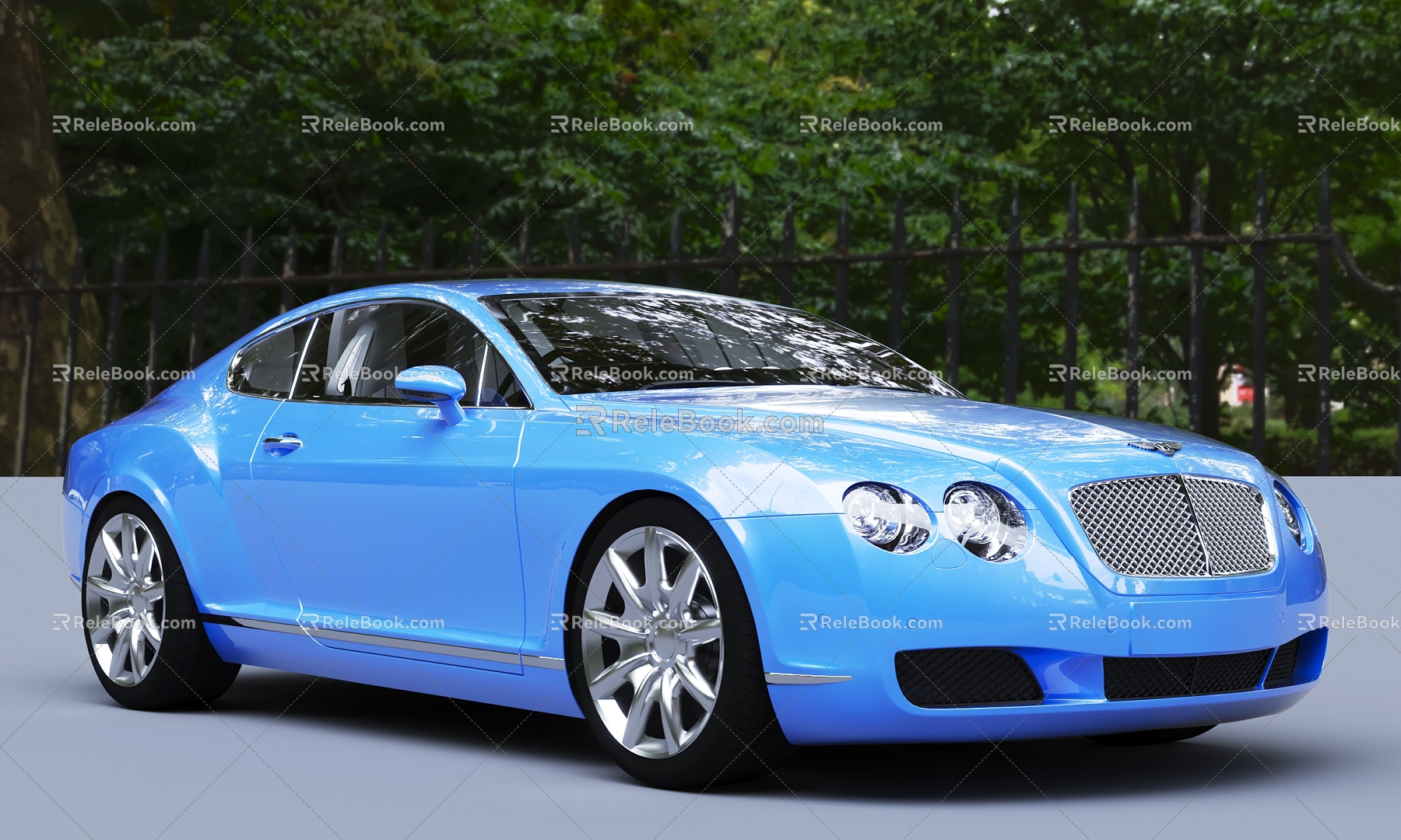 Blue Car sports car Bentley 3d model