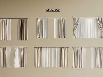 Modern Curtain Designs With Different Draping And Opening Styles In Neutral Tones 3d model