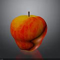 Fresh Red and Yellow Apple With Shiny Surface on Gray Background