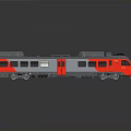 Modern Red and Gray Passenger Train With Multiple Cars Windows and Sleek Design