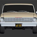 Vintage Beige Two Door Classic Car With Chrome Details And Reflective Surface