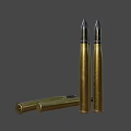 Brass Artillery Shells With Black Warheads And Red Markings On Dark Background