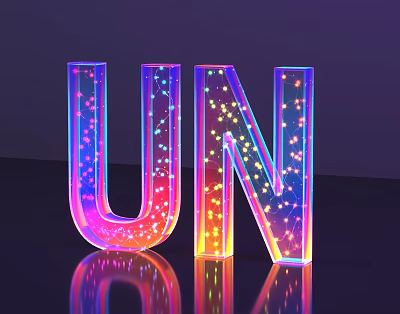 Colorful Neon LED Commercial Equipment With Rainbow Lighting And Reflective Surface For Business Decor 3d model