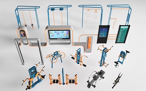 Smart Fitness Equipment Solar Fitness Equipment Park Interactive Facilities Smart Fitness Facilities 3d model