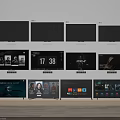 Modern Sleek TV Background Wall With Multiple Smart Screens And Various Display Content 3d model