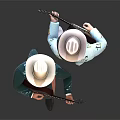 Men in Cowboy Hats Wearing Green and Light Blue Suits Playing and Carrying Guitars