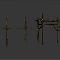 Three Abstract Architectural Metal Structure Art Models Modern Design Installations
