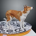 Detailed Dog Sculpture Standing On Circular Base With Gears And Patterns 3d model