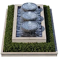 Decorative Outdoor Water Fountain With Stone Wall Water Flow And Green Plants