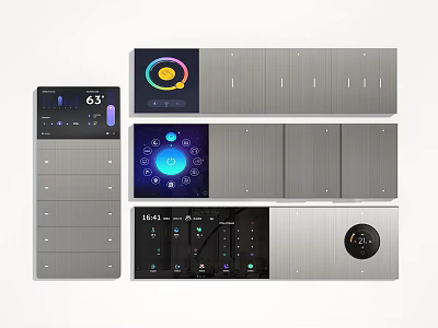 Sleek Modern Switch Panels Featuring Digital Displays And Control Functions In Metallic Finish 3d model
