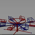 Ferris Wheel Amusement Equipment With Multiple Red And Blue Hanging Seats