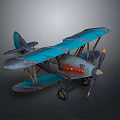 Blue Winged Retro Spacecraft Model With Luminous Details For Cosmic Exploration 3d model