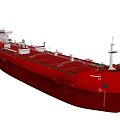 Red Large Oil Tanker Ship With Multiple Decks And Chimney 3d model