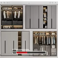 Modern Functional Wardrobe Interior Design With Hanging Rods Drawers And Storage Shelves 3d model